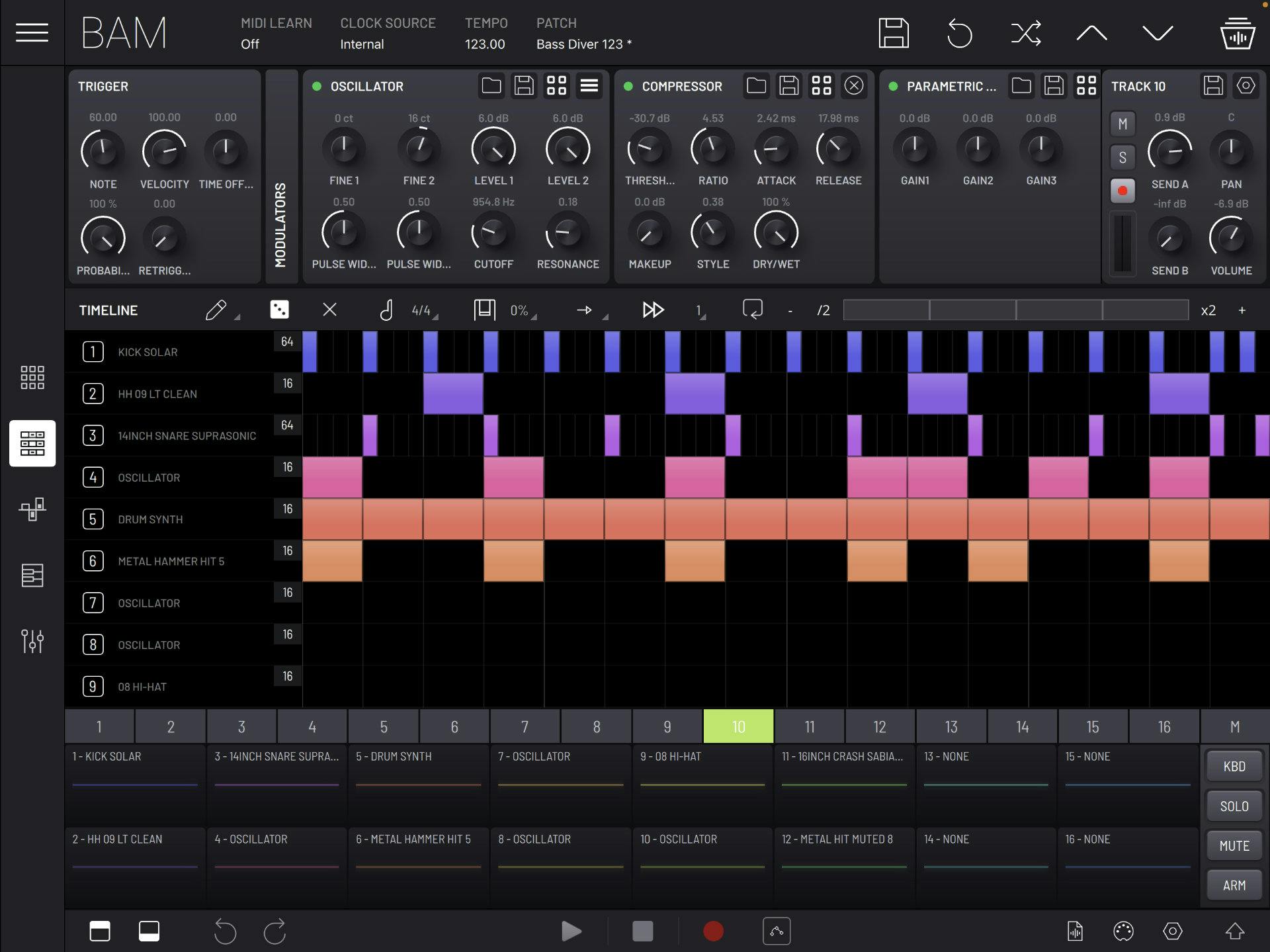 BAM - Beat Maker & Music Maker Timeline Panel screenshot